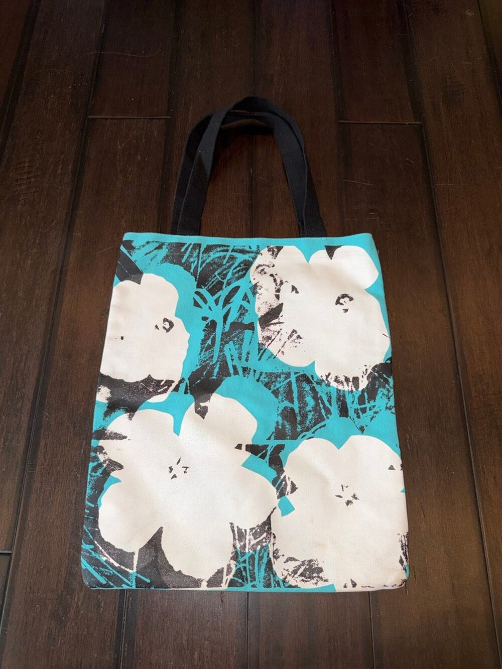 Galison Andy Warhol Flowers Quote Canvas Tote Bag